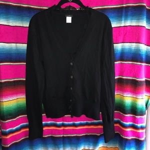 Black J.Crew ruffle cardigan